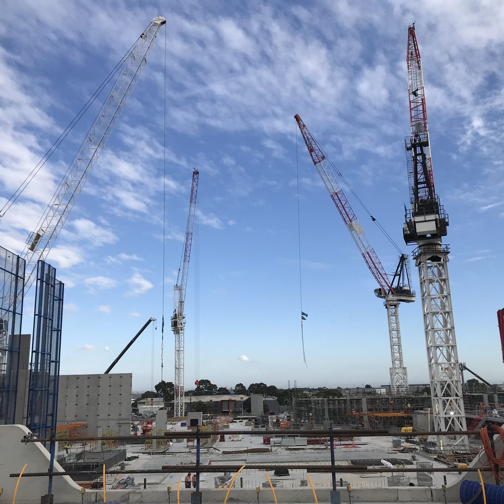 Dynamic Spaces Australia civil construction site with tower cranes